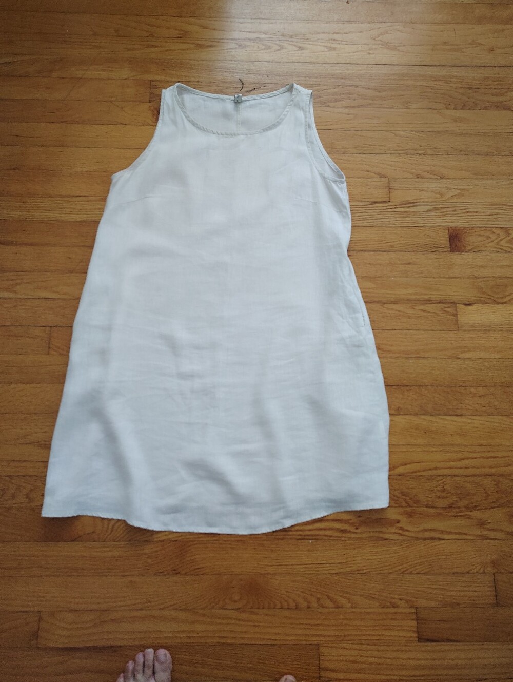 Linen Sleeveless Mini Shift Dress in Cream